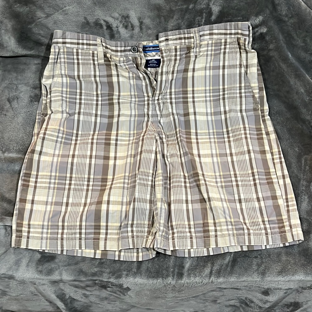 Croft & Barrow Dress Shorts Sz 36W X 21L Gry/Tan/Wht GUC RN# 73277